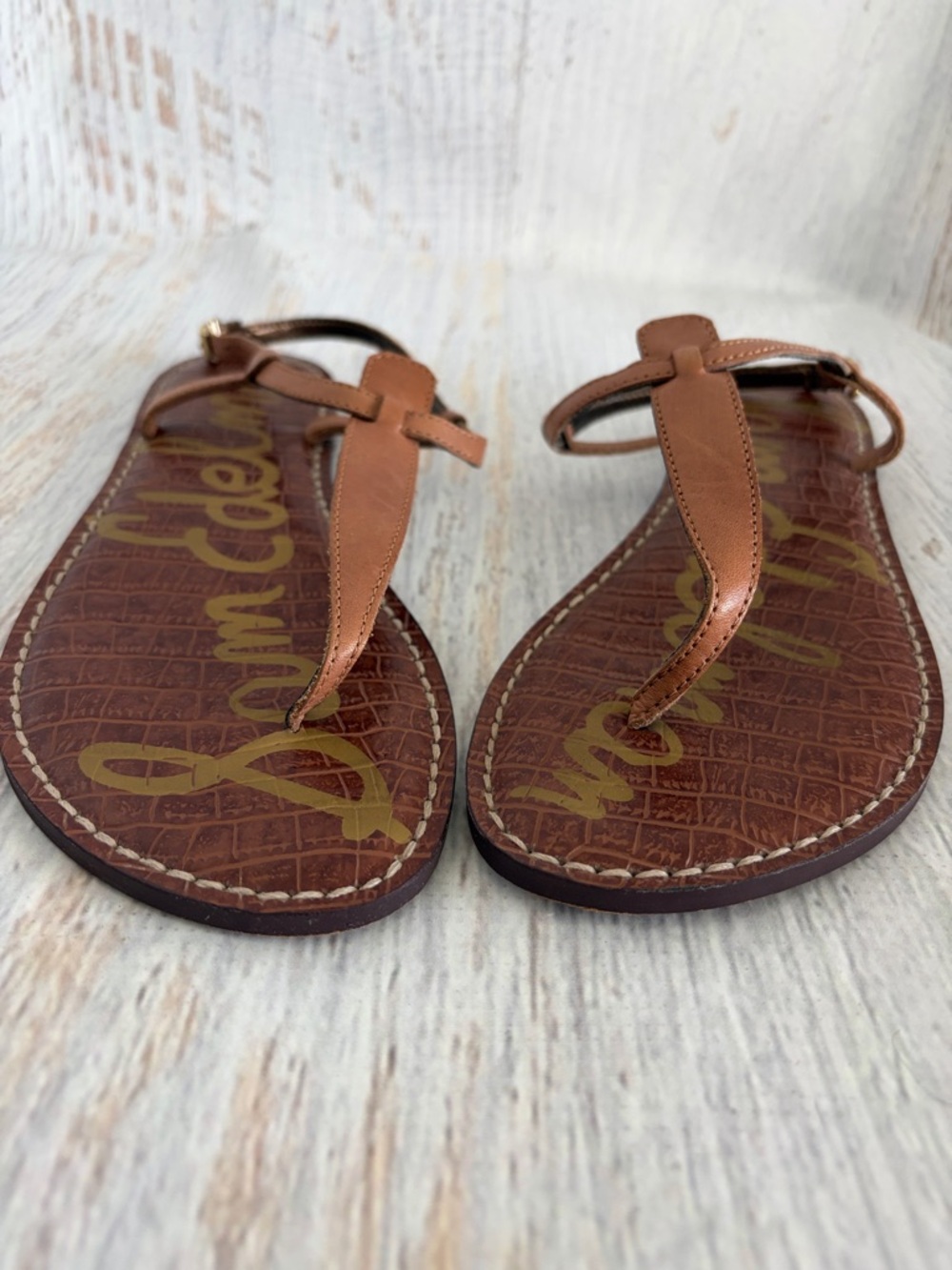 Sam Edelman Gigi Tan Leather Thong Sandals - Picture 4 of 4
